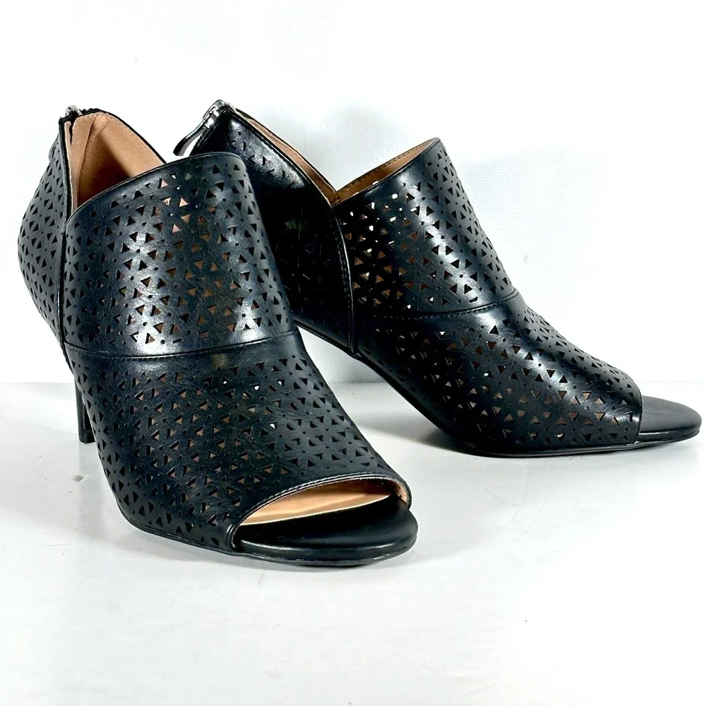 The Limited Lenra Pumps Open Toe Stiletto Back Zip Witchy Sexy Goth Edgy Sz 8